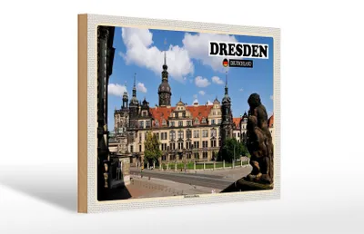 Produktbild von Holzschild Städte Dresden Residenzhaus Skulptur 30x20cm