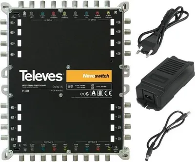 Produktbild von Televes 714203, 9 Eingänge, 16 Ausgänge, 950 - 2400 MHz, IP20, 12 V, -5 - 45 °C