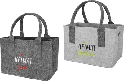 Produktbild von Gilde Tasche, "Heimat", Schriftzug, Filz, grau, L. 22 cm, B. 30 cm, H. 22 cm 50818 4063387508183 2 Stück (2-fach sortiert)