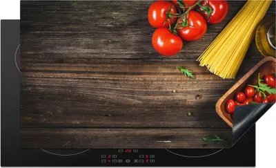 Produktbild von KitchenYeah© Herdabdeckplatte Nudeln - Tomate - Küche , 90x52cm, Küche Deko, Glaskeramikkochfeld Herdabdeckung, Abdeckplatte fùr Kochfeld