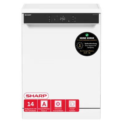 Produktbild von Sharp QW-NA3YF42AW-CH, Freistehend, Standardgröße (60 cm), Weiß, Berührung, Schublade, Edelstahl, KI-generiertes Bild