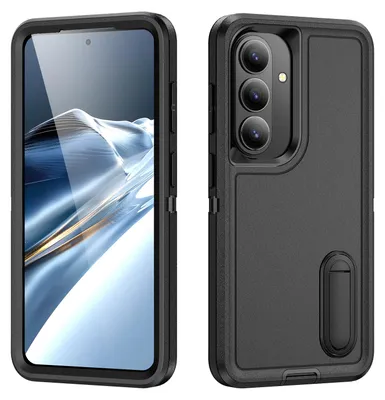 Produktbild von Hülle für Samsung Galaxy S26 Hybrid Dreilagige Robust Stoßfest Schwerlast Schutzhülle mit Ständer Schwarz