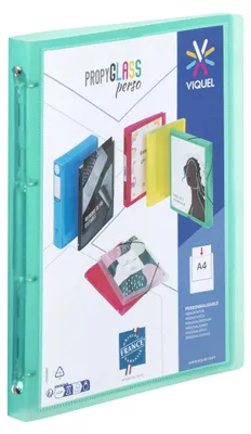 Imagen del producto de Viquel - Carpeta flexible, formato A4, personalizable, con 4 anillas, lomo de 2,5 cm, color turquesa