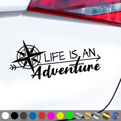 Produktbild von PantherPixel Abenteuer Aufkleber Life Adventure Reisen Bus Camping Sticker Auto Geschenkidee Farbe Schwarz