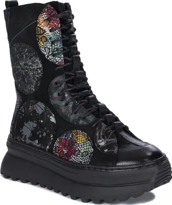 Produktbild von Damen Stoffschuhe mit Schnürung und Reißverschluss, Plateau 6 cm Ferse, 5 cm vorne