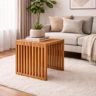 Produktbild von Natürlicher Beistelltisch LINETA 40cm Teakholz In-/Outdoor