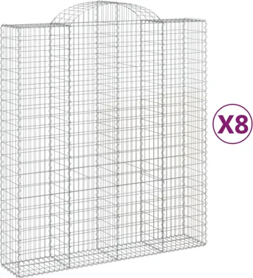 Imagen del producto de vidaXL: Muros de contención tipo gavión con arco, 8 unidades, 200x50x220/240 cm, hierro galvanizado