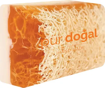 Produktbild von Pür Doğal  100% natürliche Kürbisfaser-Honig-Eselmilch Gesichts- und Körperseife - handgemacht 130 gr