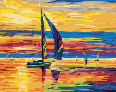 Obrázek produktu pro Zuty - Malování podle čísel - BAREVNÉ PLACHETNICE, 40x50 cm, bez rámu a bez vypnutí plátna