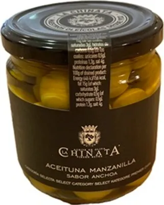 Produktbild von Manzanilla Oliven mit Sardellengeschmack, La Chinata, 325g