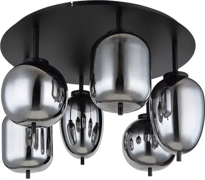 Produktbild von Deckenleuchte, Glas Schwarz, Messing, 6 Flammig