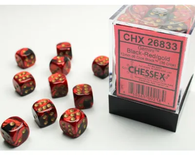 Produktbild von Chessex Gemini W6x36 Black-Red/Gold