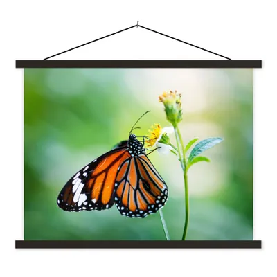 Produktbild von MuchoWow® Textilposter Schmetterling - Blumen - Insekten 150x113 cm mit schwarzem Rahmen - Wohnzimmer