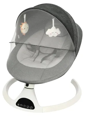 Immagine prodotto di Sdraietta/altalena per neonati - Culla elettrica - Telecomando - Oscillazione automatica con sensore - Bluetooth - 5 livelli di regolazione - Per bambini da 0 a 12 mesi - Fino a 10 kg - Grigio