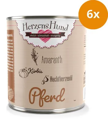 Produktbild von HerzensHund Pferd mit -Gemüse - glutenfrei & hypoallergen - Nicht-Bio, Adult, jede Rasse, Pferd, Gemüse, 800 g