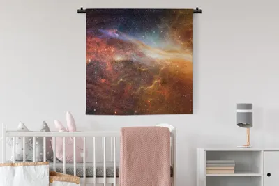 Produktbild von MuchoWow® Wandteppich Wandbehang Sterne - Weltraum - Orange 90x90 cm Tapisserie Dekoration Wandtuch - Wandaufhänger
