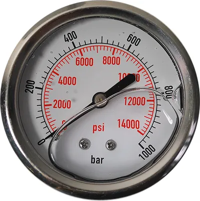 Produktbild von Glycerinfüllung Manometer waagerecht 63mm 1/4' Glycerin Hydraulik versch. Typen, Anzeigebereich:0-1000 bar