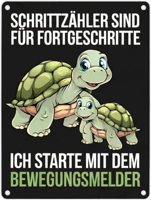 Produktbild von Zwei Cartoon-Schildkröten - Bewegungsschildkröten Metallschild in 15x20 cm