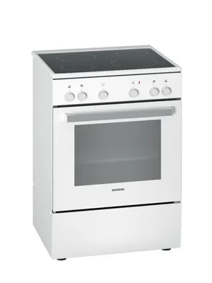 Produktbild von Siemens iQ100 HK5P00020, Freistehender Herd, Weiß, Drehregler, Weiß, Vorderseite, 1,2 m