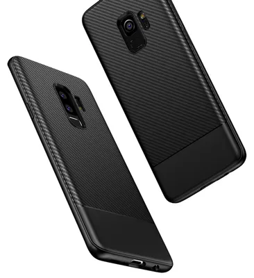 Zdjęcie produktu dla Etui na telefon Samsung Galaxy S9 Plus od NALIA, silikonowe etui o wyglądzie karbonu w kolorze czarnym