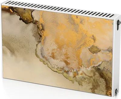 Produktbild von Abstraktes Gold – Magnetische Heizkörperabdeckung – 90x60 cm – Magnet Heizkörperabdeckung – 3D Würfel – Heizkörperverkleidung – Magnetische Wandverkleidung – Wetterfest