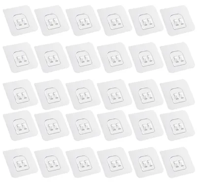 Produktbild von 30er-Pack transparente Badezimmer-Klebehaken, 6 x 6 cm selbstklebende Haken, durchsichtig, selbstklebende Wandhaken, kein Bohren erforderlich - für Küche, Badezimmer, WC-Türwand (max. 5 kg)