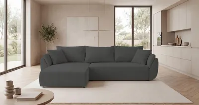 Produktbild von CORNERO Ecksofa mit Schlaffunktion SYDNEY Sofa L-Form Couch mit Bettkasten  Eckcouch mit Stauraum Dunkelgrau Ottomane links