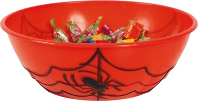 Produktbild von Halloween Spinnennetz Schüssel Süßigkeiten Party Grusel Dekoration Festlich Rot Schwarz Spinne, Farbe: Orange