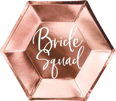 Obrázok produktu pre Papierový tanier Bride Squad 23 cm ružovo zlatý set 6 ks