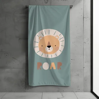 Produktbild von Badetuch, Strandtuch Kinder, Kollektion "FERNWEH", Löwe 70x140 cm, Baumwolle & Mikrofaser Mix, Schnelltrocknend