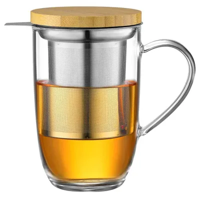 Produktbild von Borosilikatglas-Teetasse – 440 ml mit Deckel und Sieb
