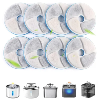 Produktbild von 8 er set Katzenbrunnen Filter, Ersatzfilter Trinkbrunnen für Katzen und Hunde, Trinkbrunnen Filter mit Kokosnussschalen-Aktivkohle