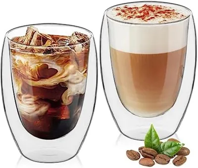Produktbild von PromoHome® Doppelwandige Latte Gläser – Set aus 2 isolierenden Kaffeebechern 350 ml