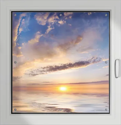 Produktbild von Wallario Lichtschutzbild, Dekorativer Sichtschutz Sonnenschutz 96 x 93 cm mit Motiv: Sonnenuntergang über dem Wasser - Verdunklung ohne Bohren