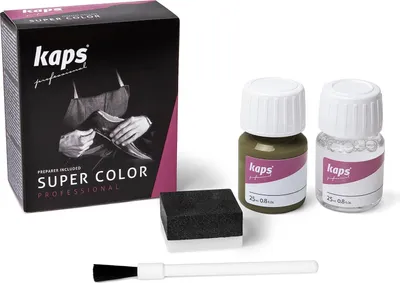 Produktbild von Kaps super colour Leder- & Kunstlederfarbe inkl. Reiniger - (134) Olivegrün - 25ml