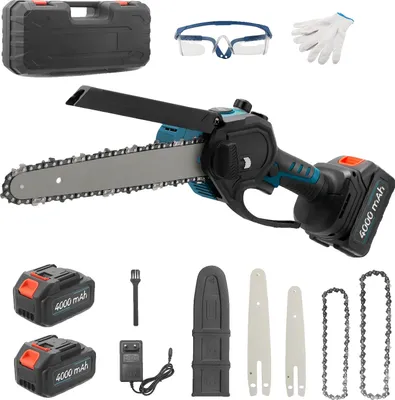 Produktbild von Kettensäge, bürstenloser Motor, 2 Hochkapazitätsbatterien, Blau