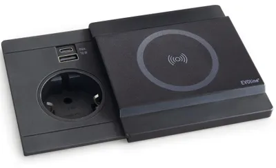 Immagine prodotto di Presa da incasso Circle80 DISQ per cucina con stazione di ricarica Qi e porte USB A/C