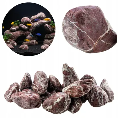 Produktbild von Aquarium Steine, rote Natursteine Otoczak 1 kg, 5-15 cm, Dekoration und Bodengrund für Aquascaping und Malawibecken