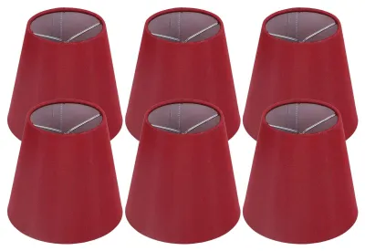 Lampenschirm-Set 6er, Clip-On, Rot, für Kronleuchter & Lampen