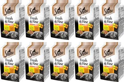 Produktbild von Sheba Fresh Fine Sachet – Nassfutter für Katzen in Sauce mit Huhn und Truthahn 60 Portionsbeutel 10 x (6 x 50 g)