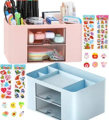 Obrázok produktu pre 5-dielny organizér do kancelárie so zásuvkou, multifunkčný, do školy, do domácnosti