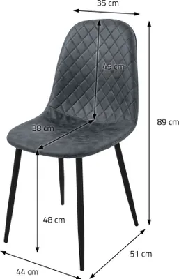 Obrázok produktu pre ML-Design jedálenské stoličky sada 4, antracit, kuchynská stolička z imitácie kože, obývacia stolička s operadlom, čalúnená stolička k jedálenskému stolu s kovovými nohami