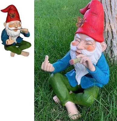 Zdjęcie produktu dla Elf ogrodowy Middelvinger – zabawny elf ogrodowy do użytku na zewnątrz – dekoracja tarasu i balkonu (A)