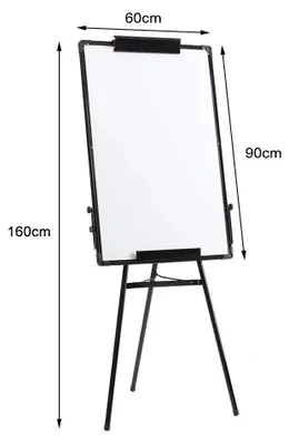 Obrázek produktu pro Magnetická tabule – psací tabule se stativem – 90 x 60 cm – suchá tabule – výškově nastavitelná – skládací – černá