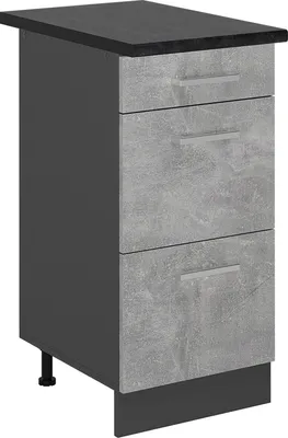 Produktbild von Küchenunterschrank Vicco R-Line Beton 40 cm mit Schubladen, AP Anthrazit, Model 53985