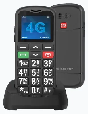 Produktbild von Protectly® Seniorenhandy 4G – große Tasten, SOS-Taste, Freisprechen, Ladestation