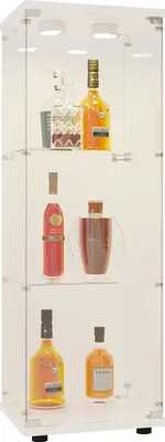 Produktbild von Glasvitrine – 3 Ablagen – mit LEDs, Beleuchtung und Schloss, Weiß
