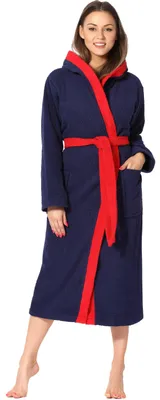 Image de Ladeheid Peignoir de bain femme éponge 100% coton LA40-191 (bleu foncé-29/rouge-26, L)