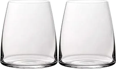 Two clear glasses on a white background.
