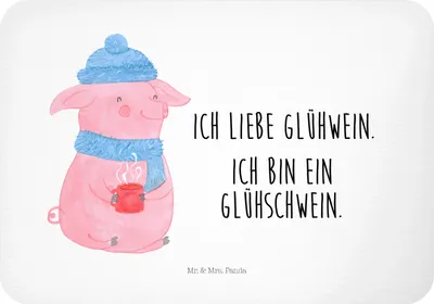 Produktbild von Mr. & Mrs. Panda magnet Schwein Glühwein - Weiß - Geschenk, Pinnwandmagnet, zettelhalter, Weihnachten, büromagnet, whiteboardmagnet, Glühschwein, Kühlschrankmagnet